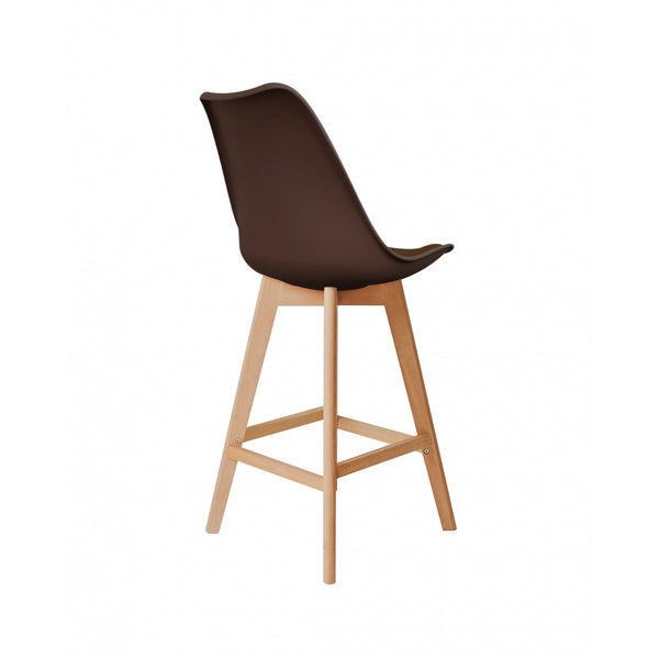 Soho Chocolate Brown Plastic Bar Stool with Light Wood Legs