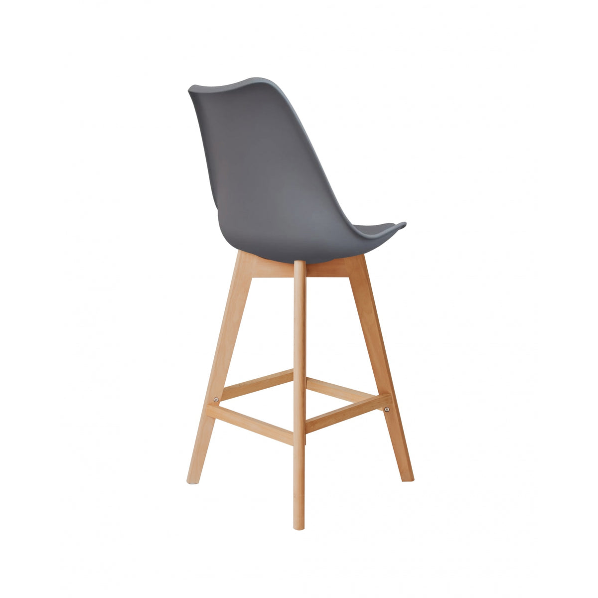 Soho Dark Grey Plastic Bar Stool with Light Wood Legs
