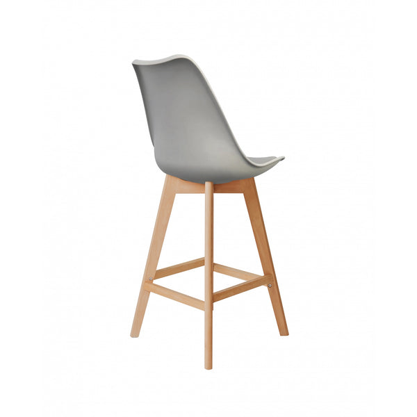 Soho Light Grey Plastic Bar Stool with Light Wood Legs