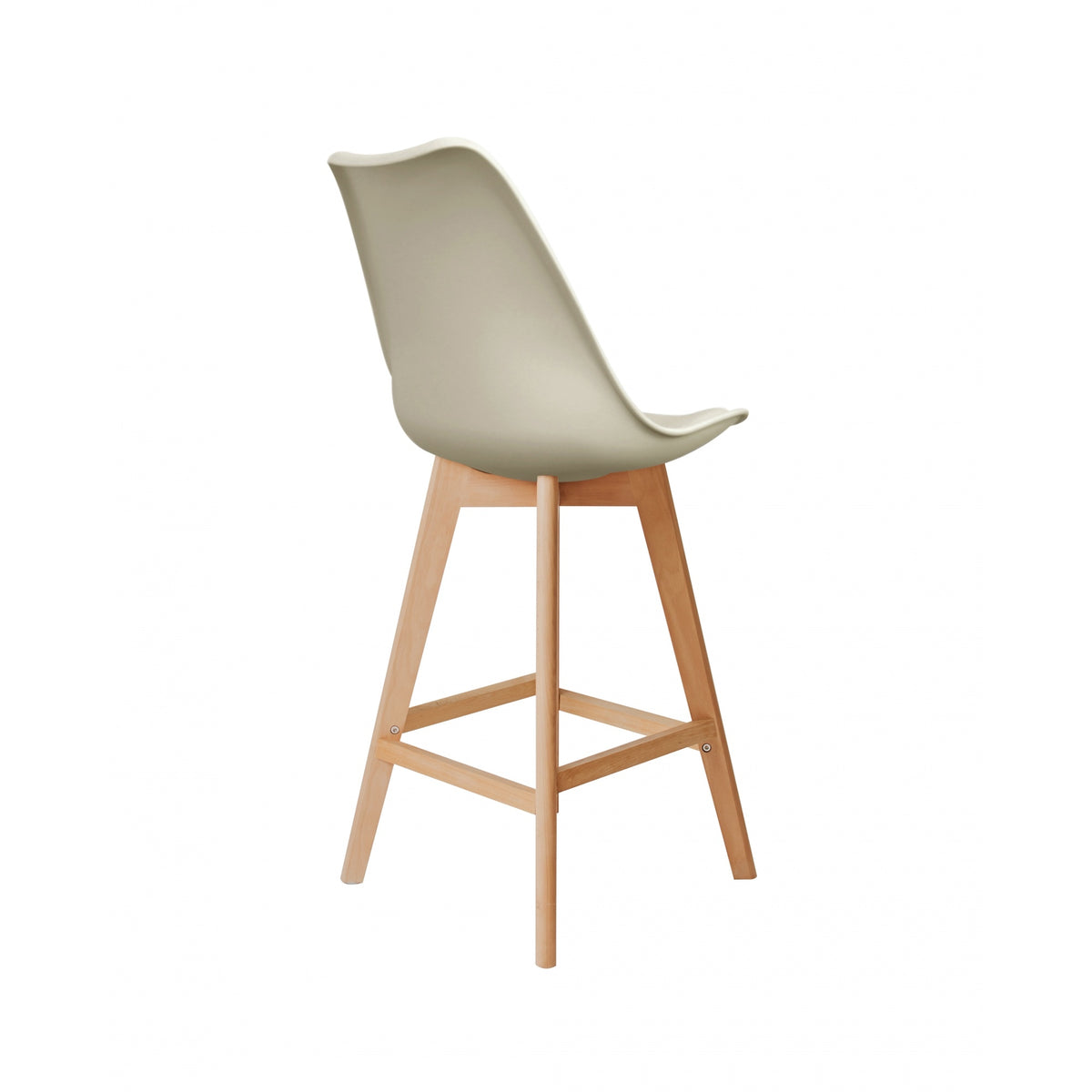 Soho Vanilla Plastic Bar Stool with Light Wood Legs