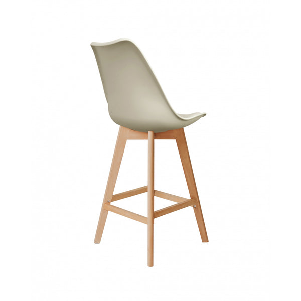 Soho Vanilla Plastic Bar Stool with Light Wood Legs