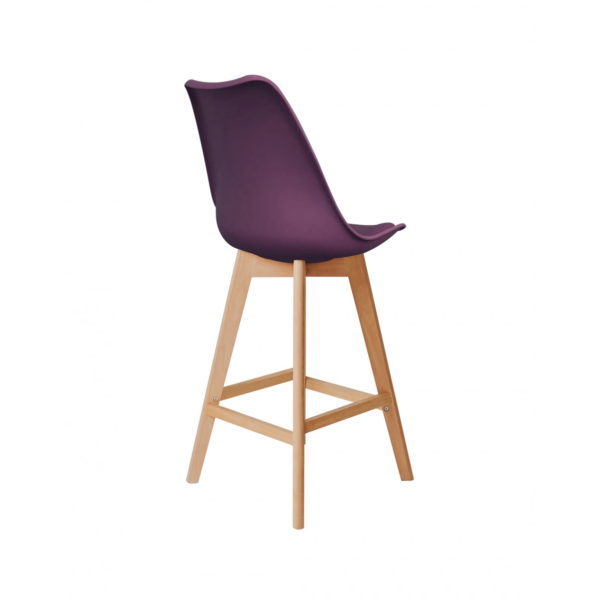 Soho Aubergine Plastic Bar Stool with Light Wood Legs