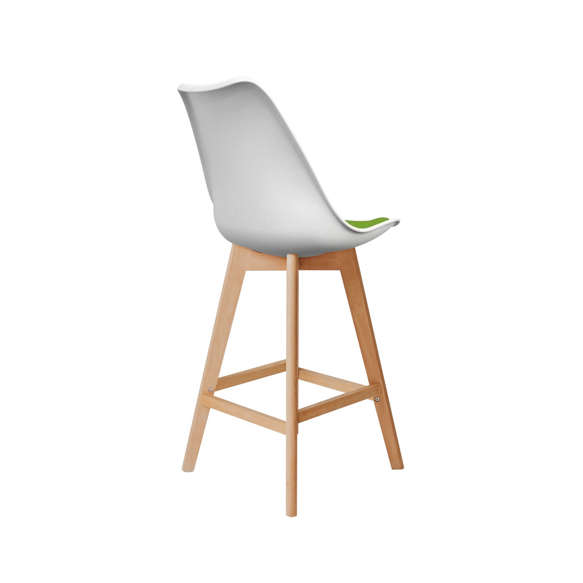 Soho White and Green Plastic Bar Stool with Light Wood Legs