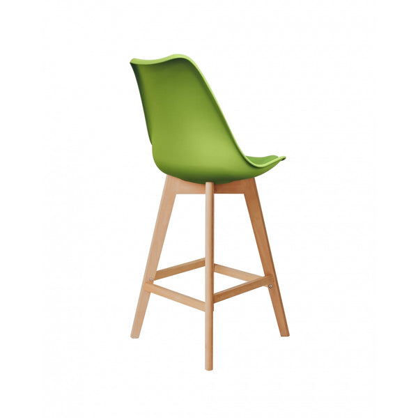 Soho Green Plastic Bar Stool with Light Wood Legs
