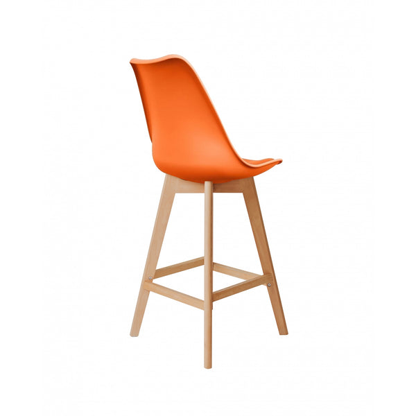 Soho Orange Plastic Bar Stool with Light Wood Legs