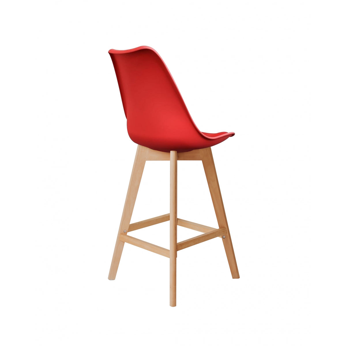 Soho Red Plastic Bar Stool with Light Wood Legs