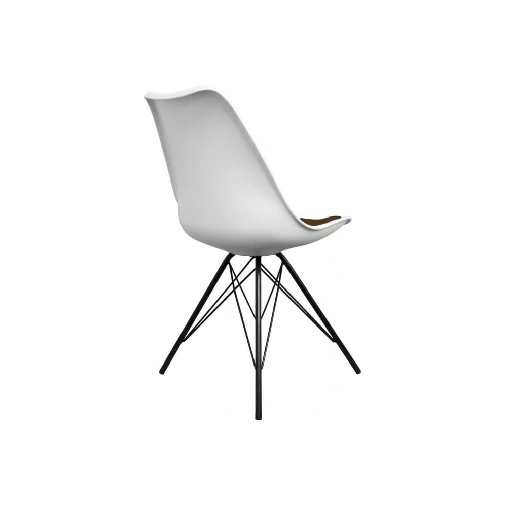 Soho White and Chocolate Brown Plastic Dining Chair with Black Metal Legs