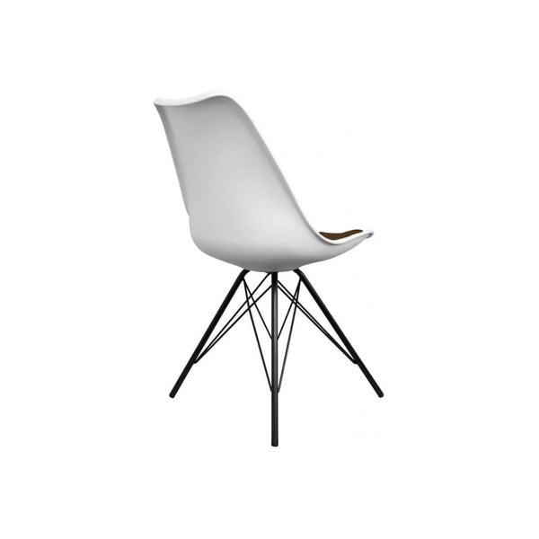 Soho White and Chocolate Brown Plastic Dining Chair with Black Metal Legs