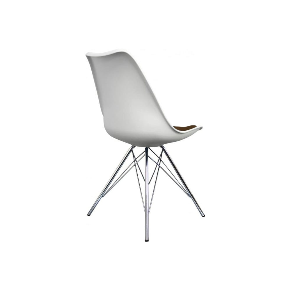 Soho White and Chocolate Brown Plastic Dining Chair with Chrome Metal Legs