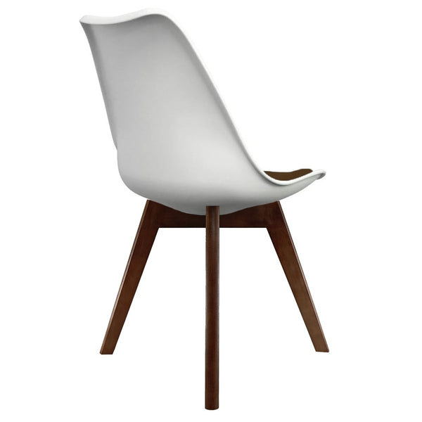 Soho White and Chocolate Brown Plastic Dining Chair with Squared Dark Wood Legs