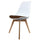 Soho White and Chocolate Brown Plastic Dining Chair with Squared Light Wood Legs