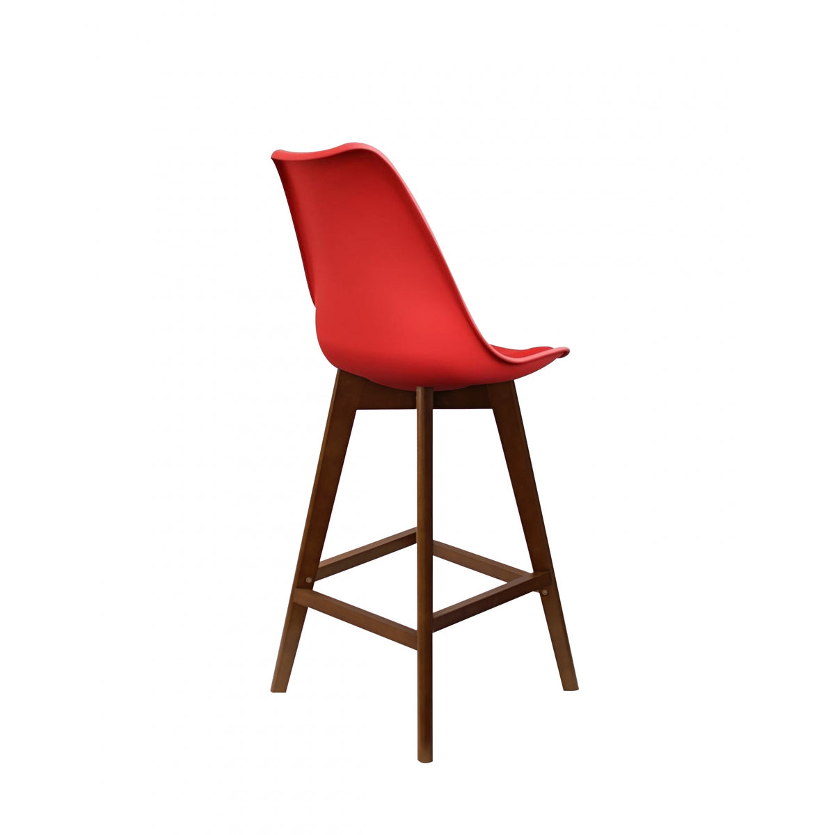 Soho Red Plastic Bar Stool with Dark Wood Legs