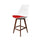 Soho White and Red Plastic Bar Stool with Dark Wood Legs