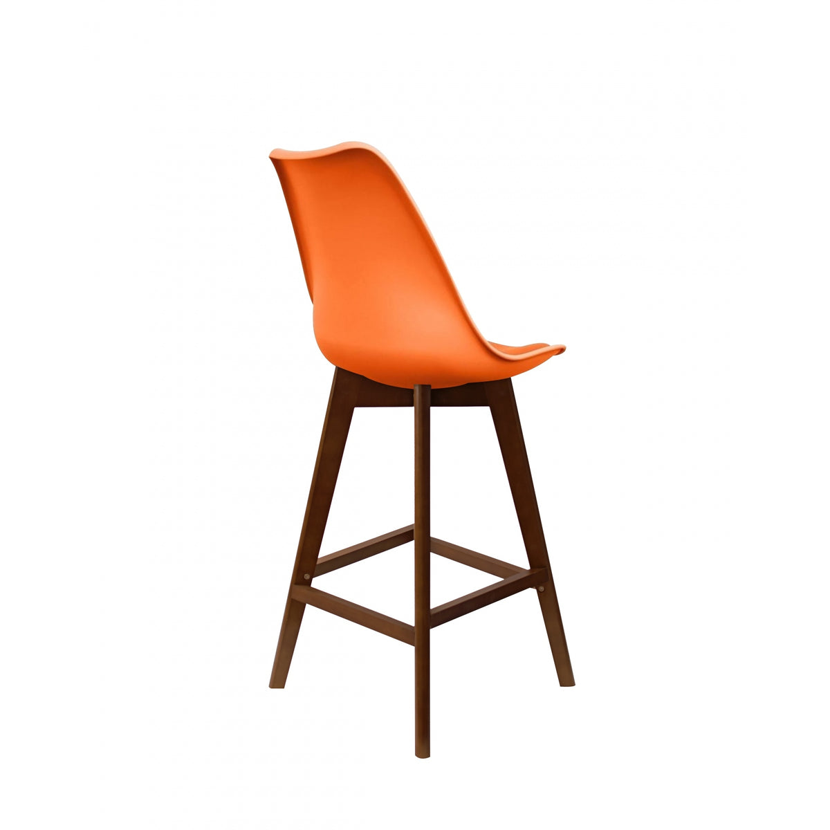 Soho Orange Plastic Bar Stool with Dark Wood Legs