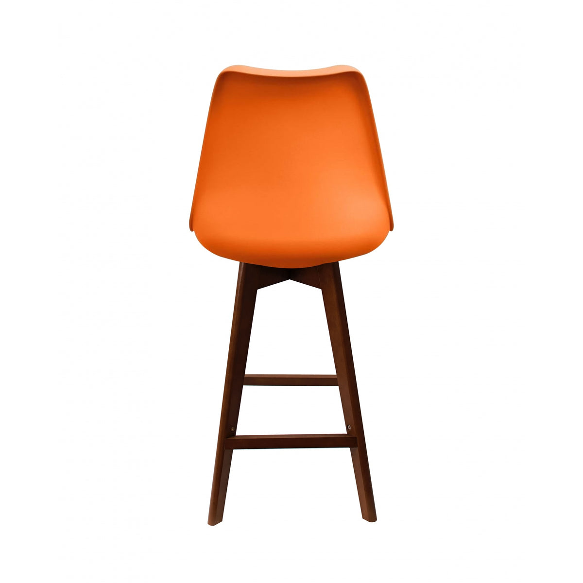 Soho Orange Plastic Bar Stool with Dark Wood Legs