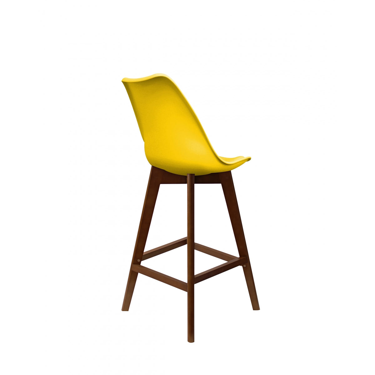 Soho Yellow Plastic Bar Stool with Dark Wood Legs
