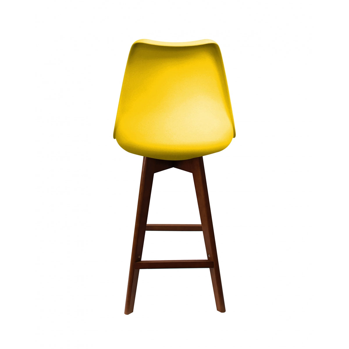 Soho Yellow Plastic Bar Stool with Dark Wood Legs