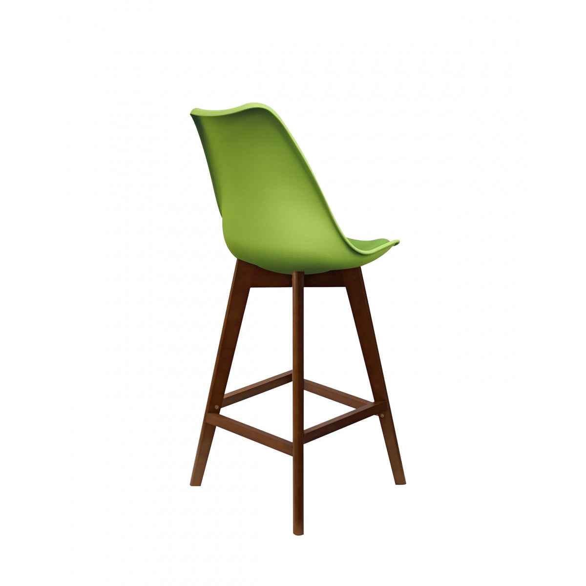 Soho Green Plastic Bar Stool with Dark Wood Legs