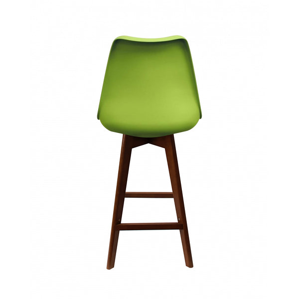 Soho Green Plastic Bar Stool with Dark Wood Legs