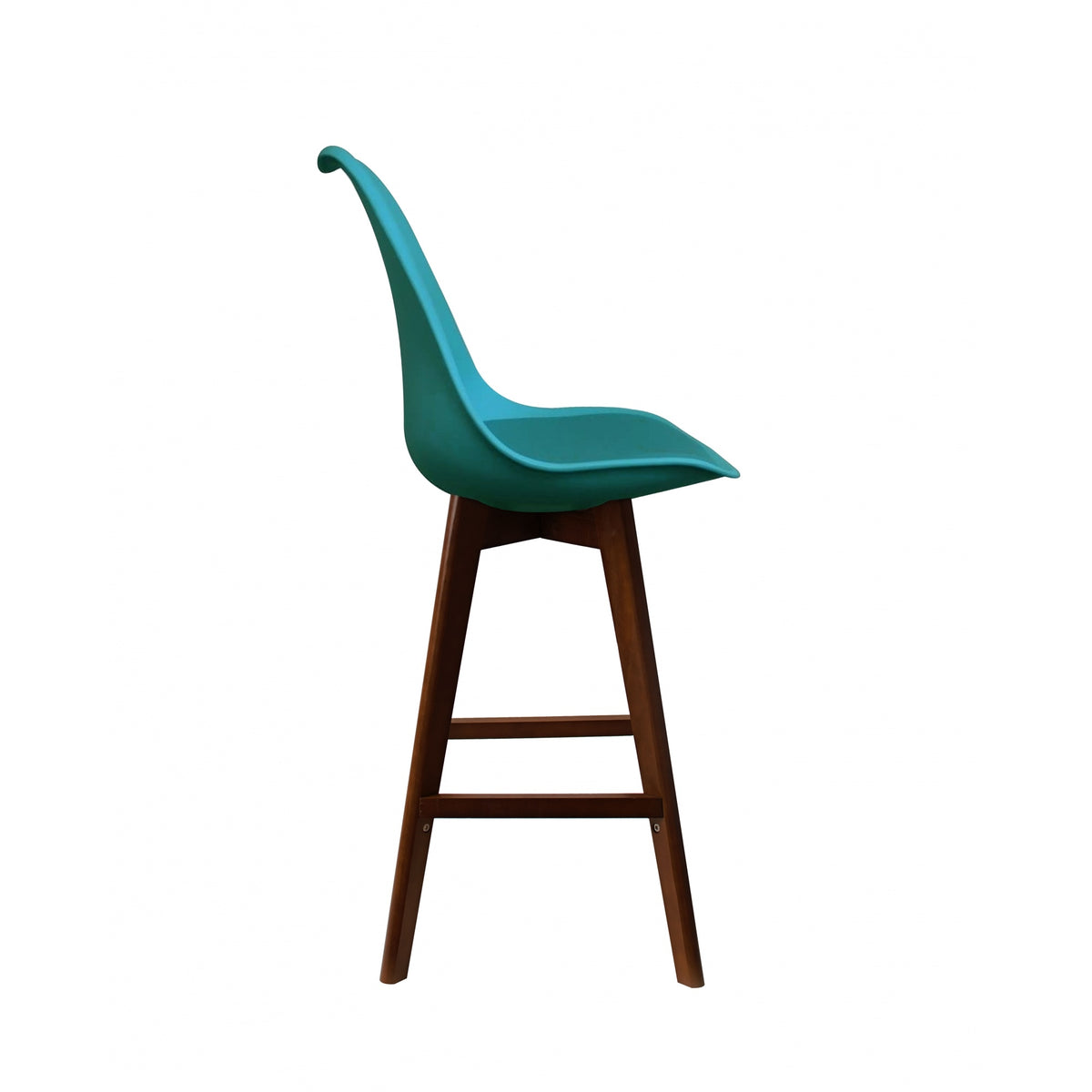 Soho Teal Plastic Bar Stool with Dark Wood Legs