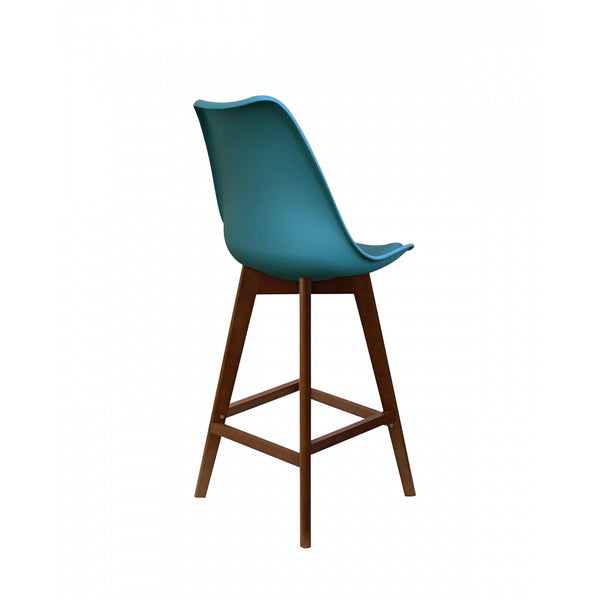 Soho Teal Plastic Bar Stool with Dark Wood Legs