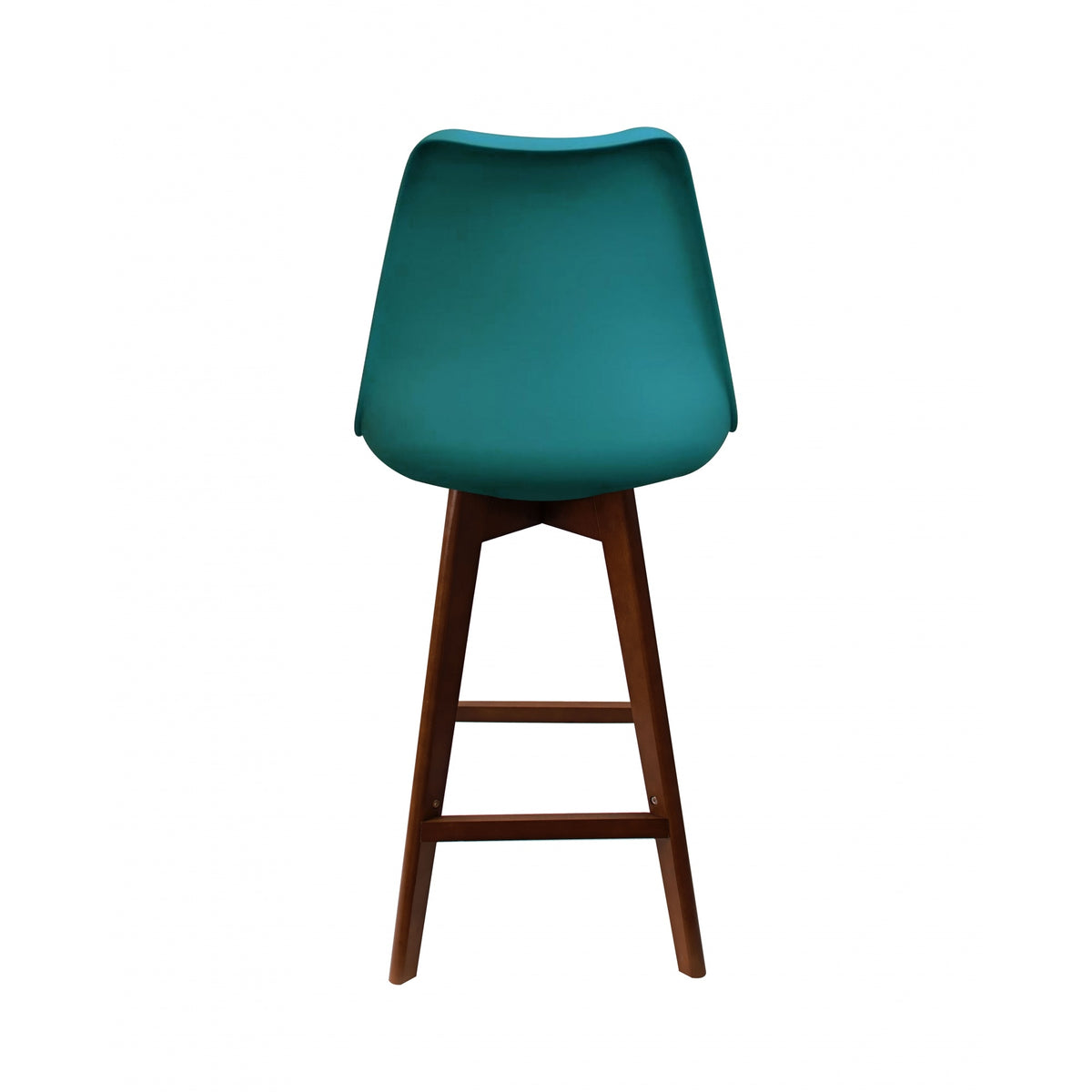 Soho Teal Plastic Bar Stool with Dark Wood Legs
