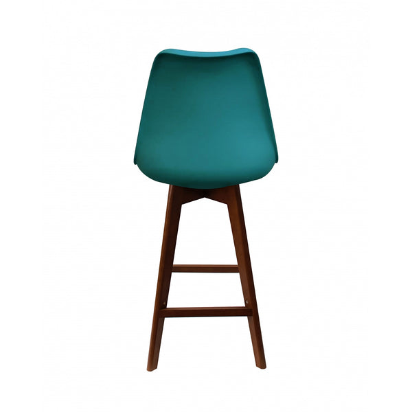 Soho Teal Plastic Bar Stool with Dark Wood Legs