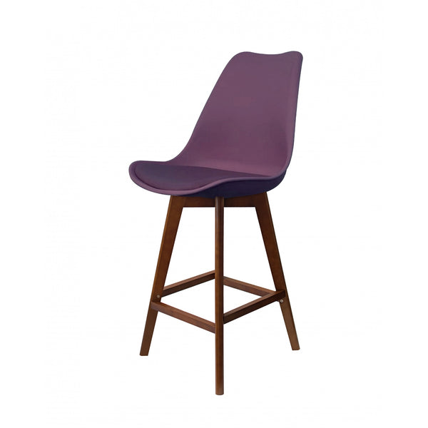 Soho Aubergine Plastic Bar Stool with Dark Wood Legs