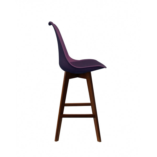 Soho Aubergine Plastic Bar Stool with Dark Wood Legs
