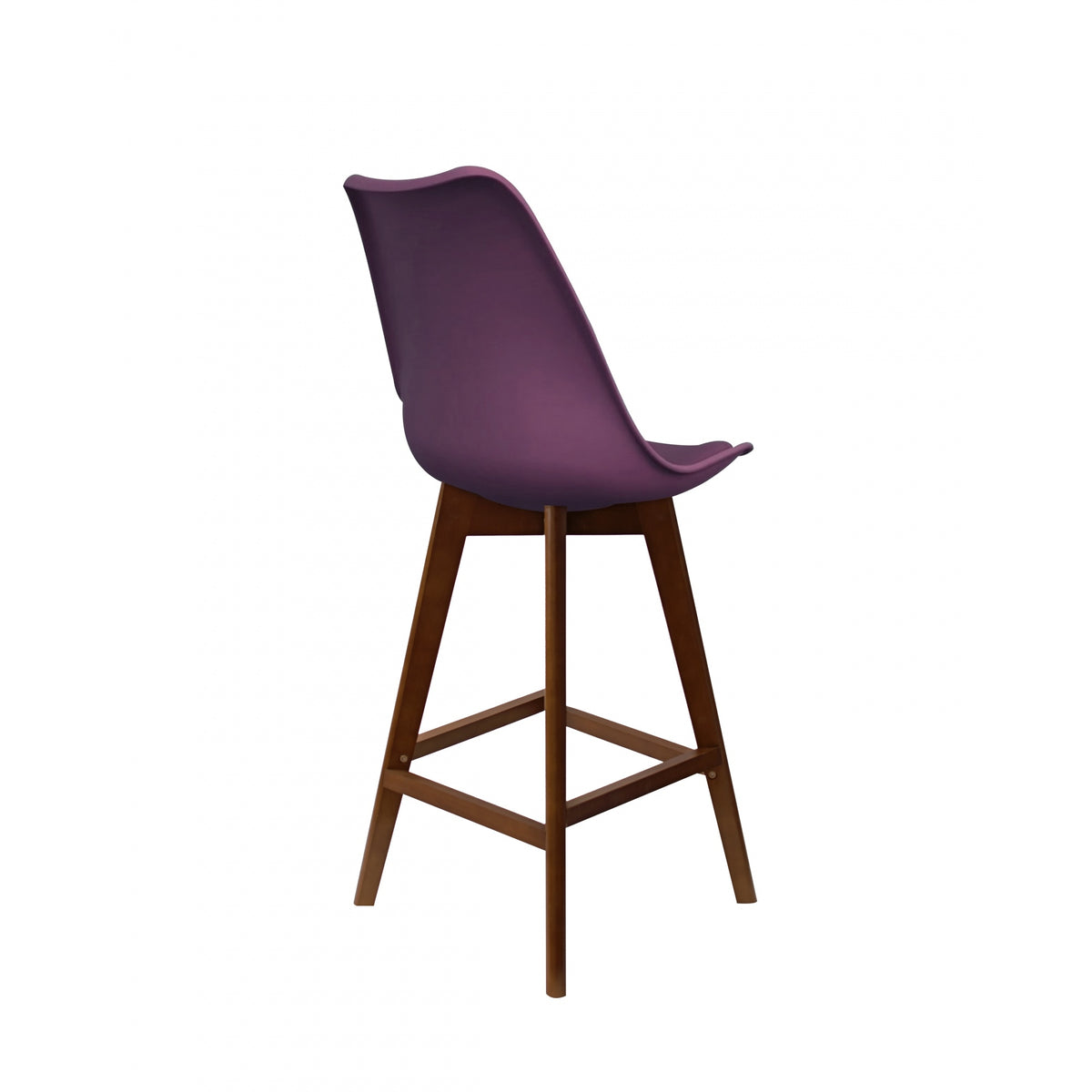 Soho Aubergine Plastic Bar Stool with Dark Wood Legs