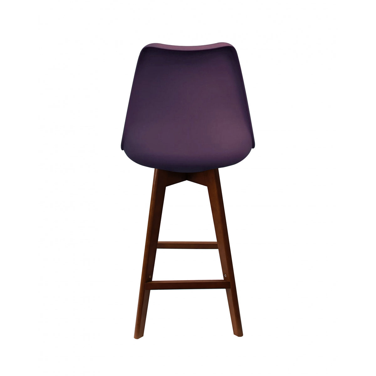 Soho Aubergine Plastic Bar Stool with Dark Wood Legs