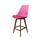 Soho Bright Pink Plastic Bar Stool with Dark Wood Legs