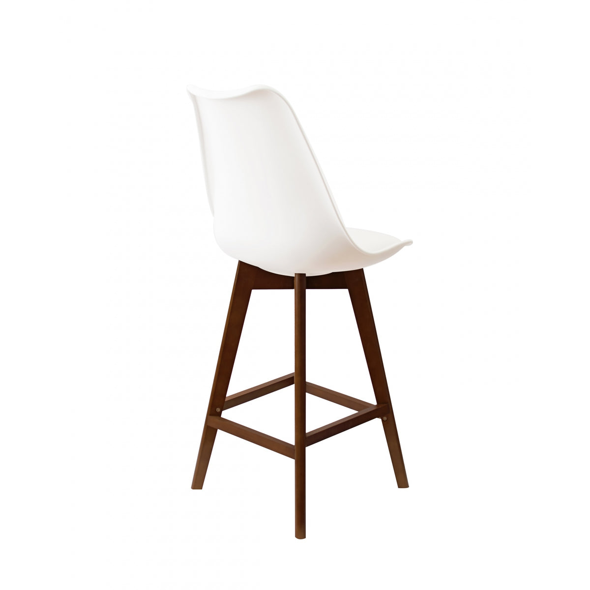 Soho White Plastic Bar Stool with Dark Wood Legs
