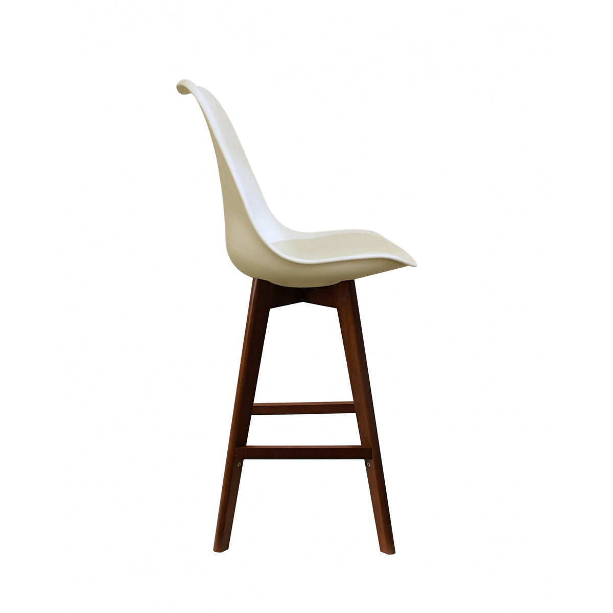 Soho Vanilla Plastic Bar Stool with Dark Wood Legs