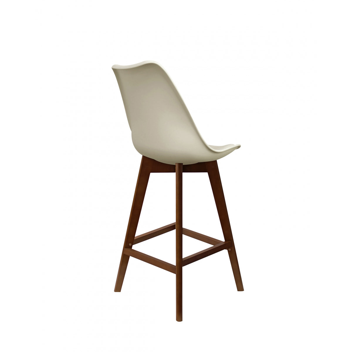 Soho Vanilla Plastic Bar Stool with Dark Wood Legs