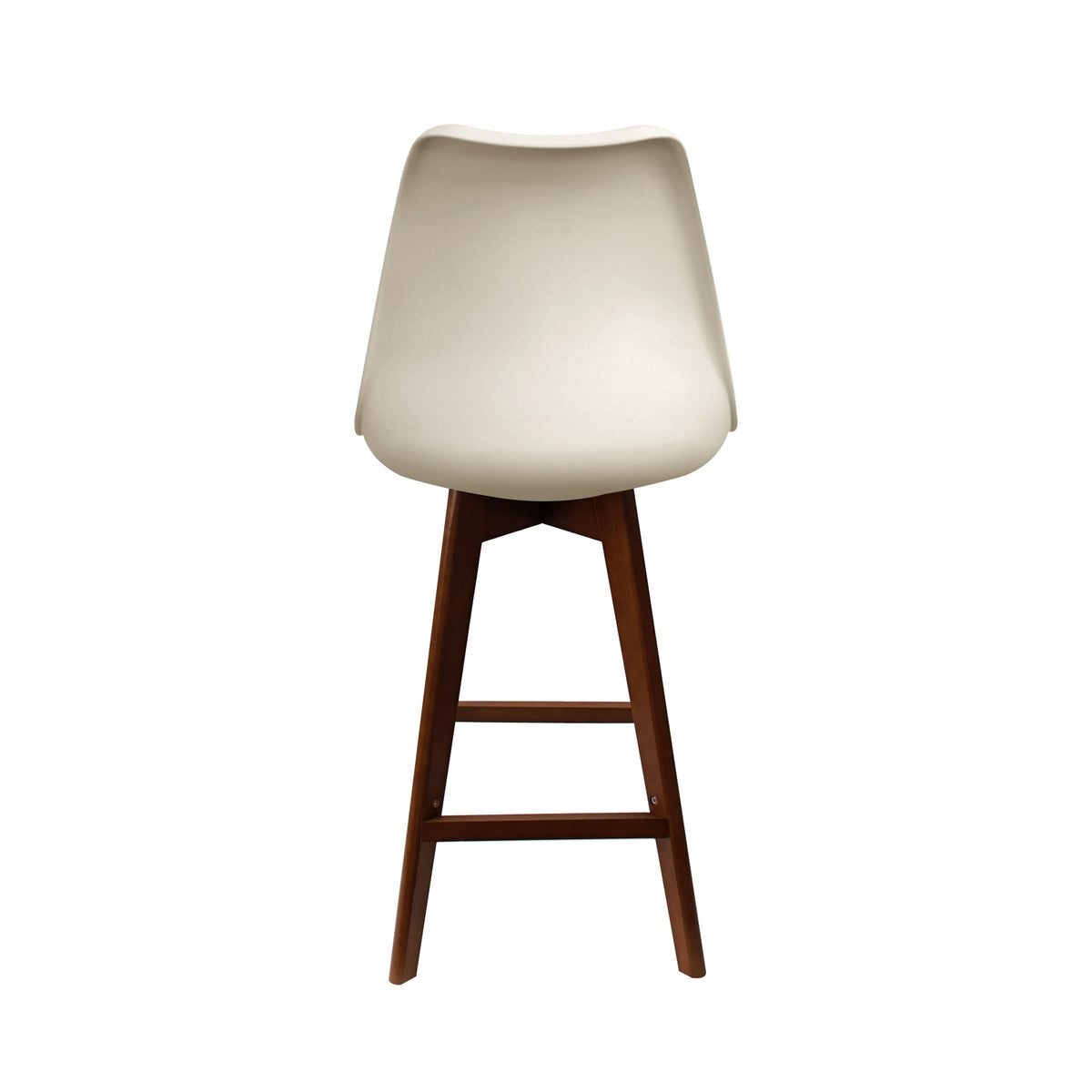 Soho Vanilla Plastic Bar Stool with Dark Wood Legs