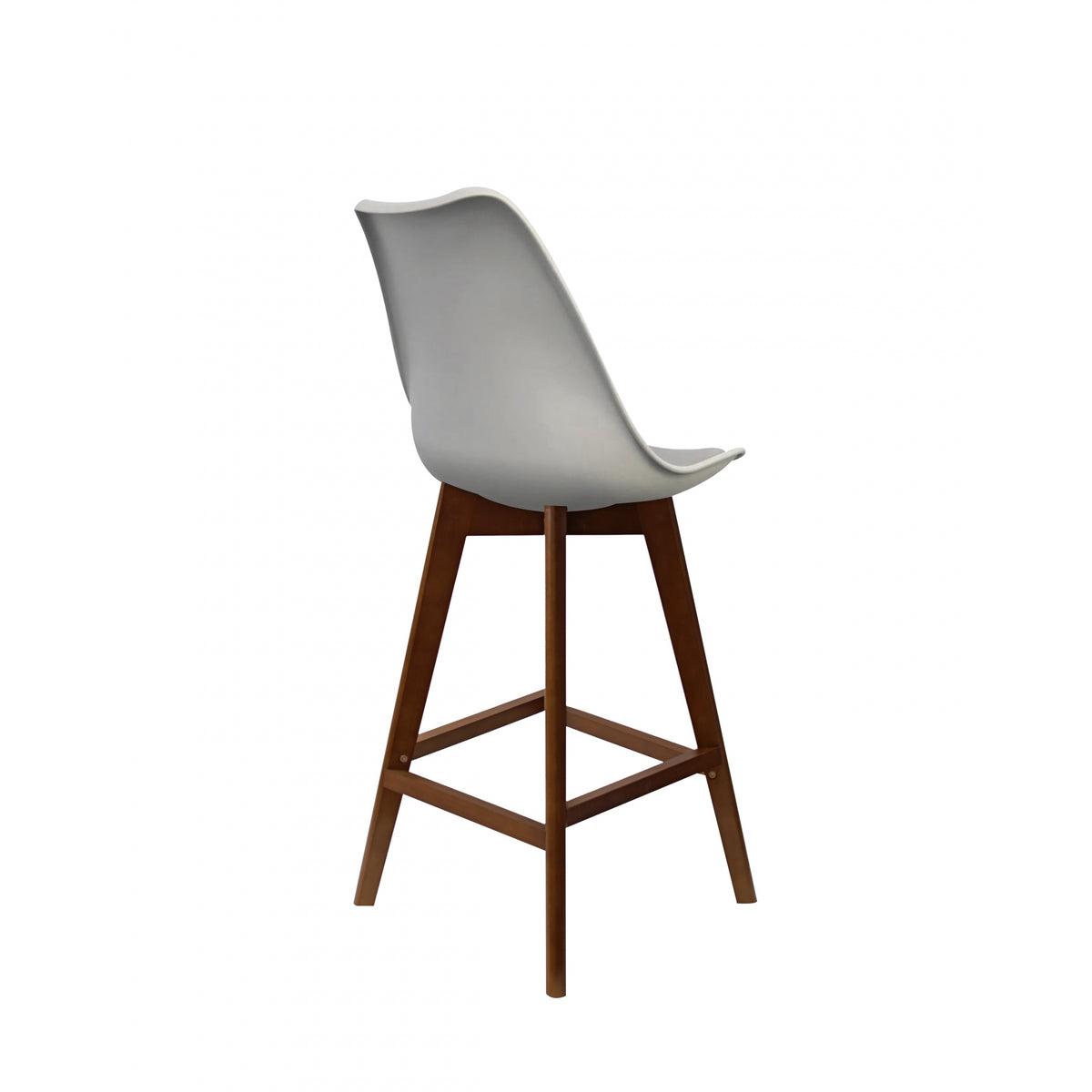 Soho Light Grey Plastic Bar Stool with Dark Wood Legs