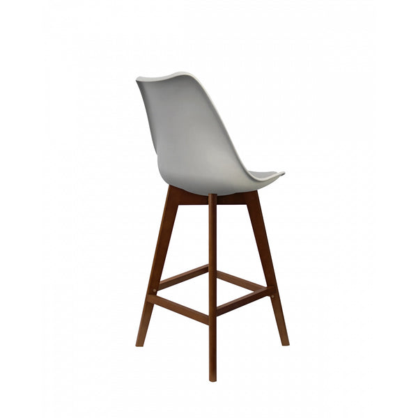 Soho Light Grey Plastic Bar Stool with Dark Wood Legs