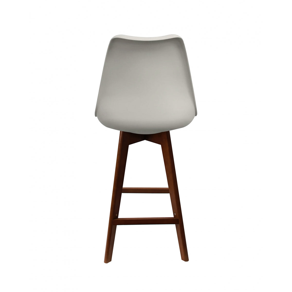 Soho Light Grey Plastic Bar Stool with Dark Wood Legs