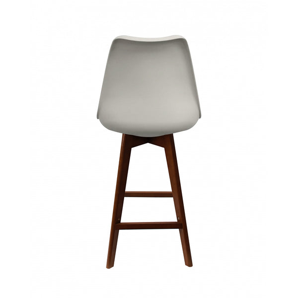 Soho Light Grey Plastic Bar Stool with Dark Wood Legs