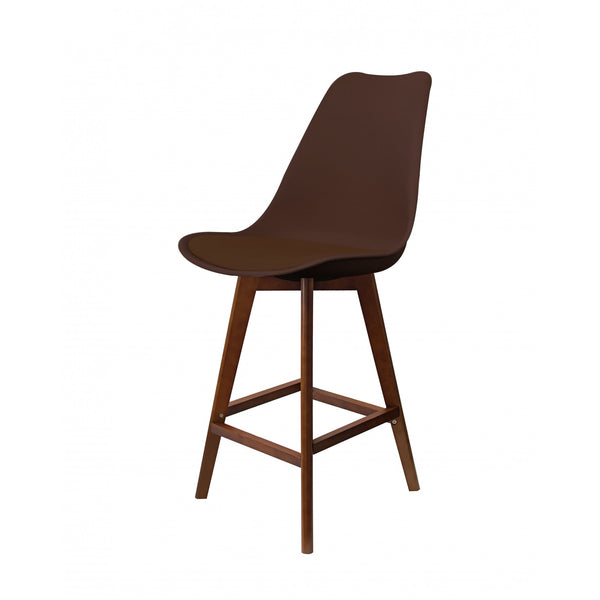 Soho Chocolate Brown Plastic Bar Stool with Dark Wood Legs