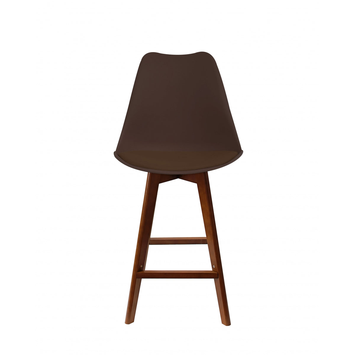 Soho Chocolate Brown Plastic Bar Stool with Dark Wood Legs