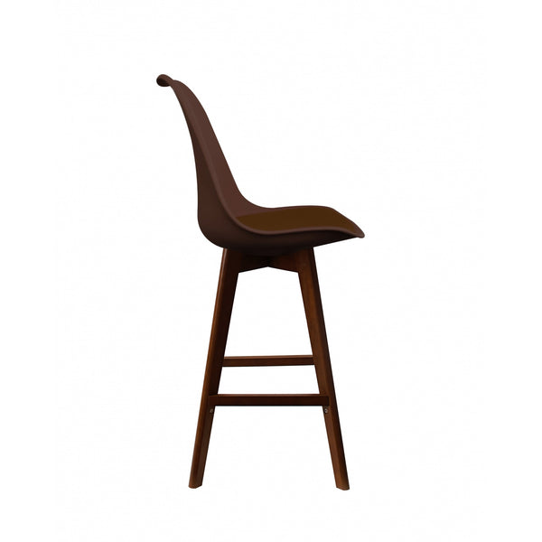 Soho Chocolate Brown Plastic Bar Stool with Dark Wood Legs