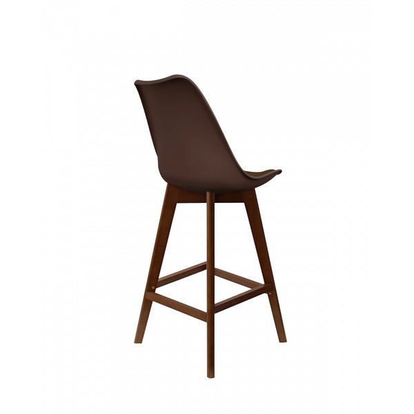Soho Chocolate Brown Plastic Bar Stool with Dark Wood Legs
