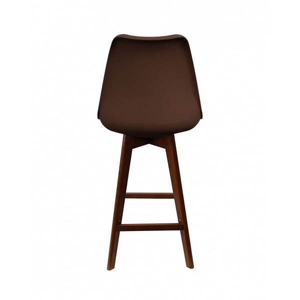 Soho Chocolate Brown Plastic Bar Stool with Dark Wood Legs