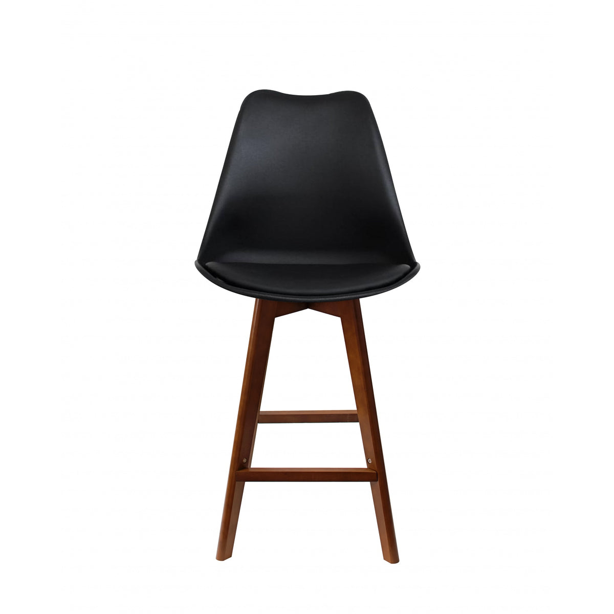 Soho Black Plastic Bar Stool with Dark Wood Legs