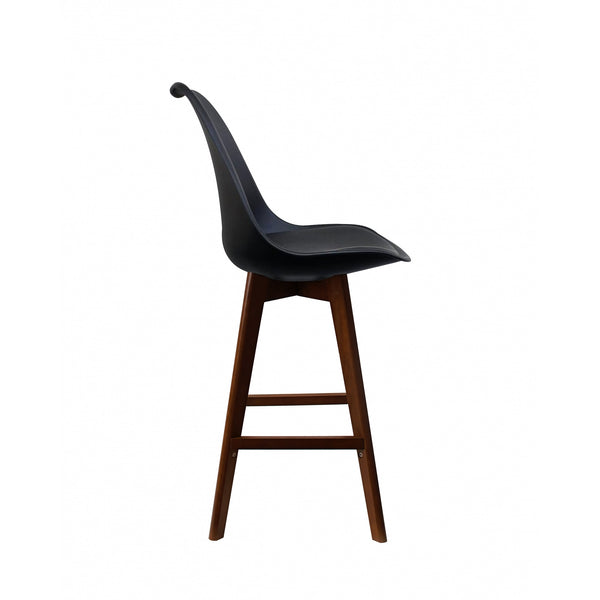 Soho Black Plastic Bar Stool with Dark Wood Legs