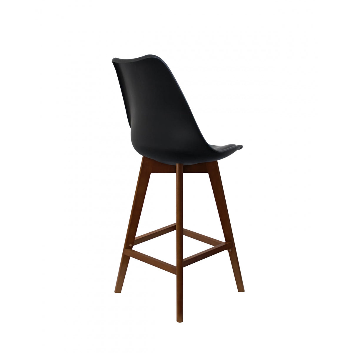 Soho Black Plastic Bar Stool with Dark Wood Legs