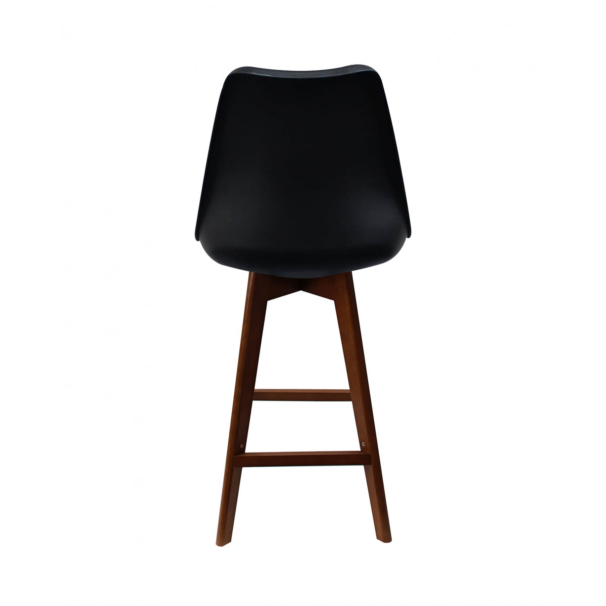 Soho Black Plastic Bar Stool with Dark Wood Legs