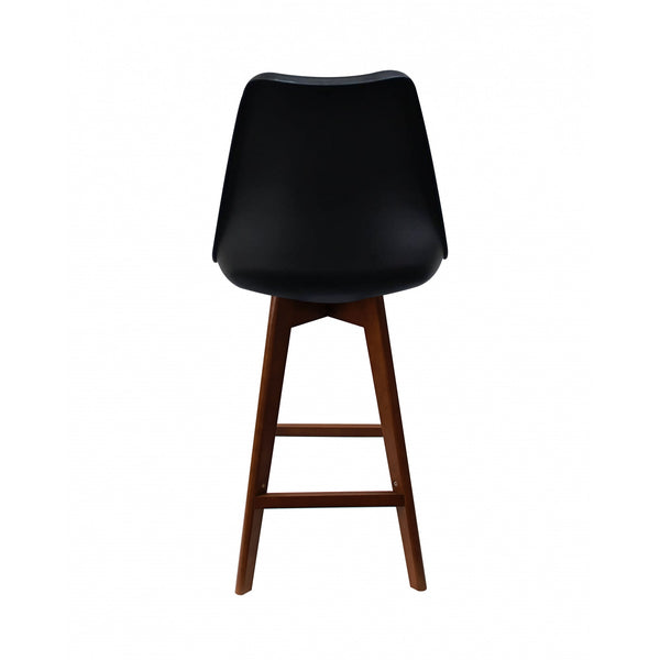 Soho Black Plastic Bar Stool with Dark Wood Legs
